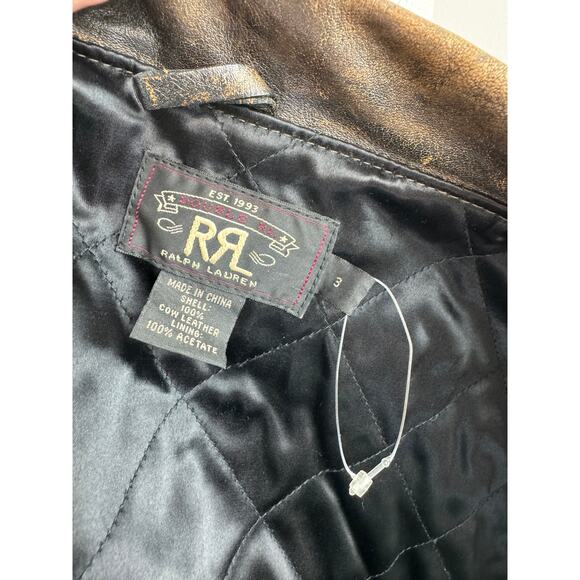 DOUBLE RL Ralph Lauren RRL Thunderbird Studded Motorcycle Brown Leather Jacket 3 - Picture 12 of 13